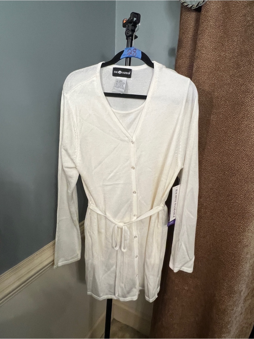 Sag Harbor Ivory Tie-Waist Button-Front Tunic